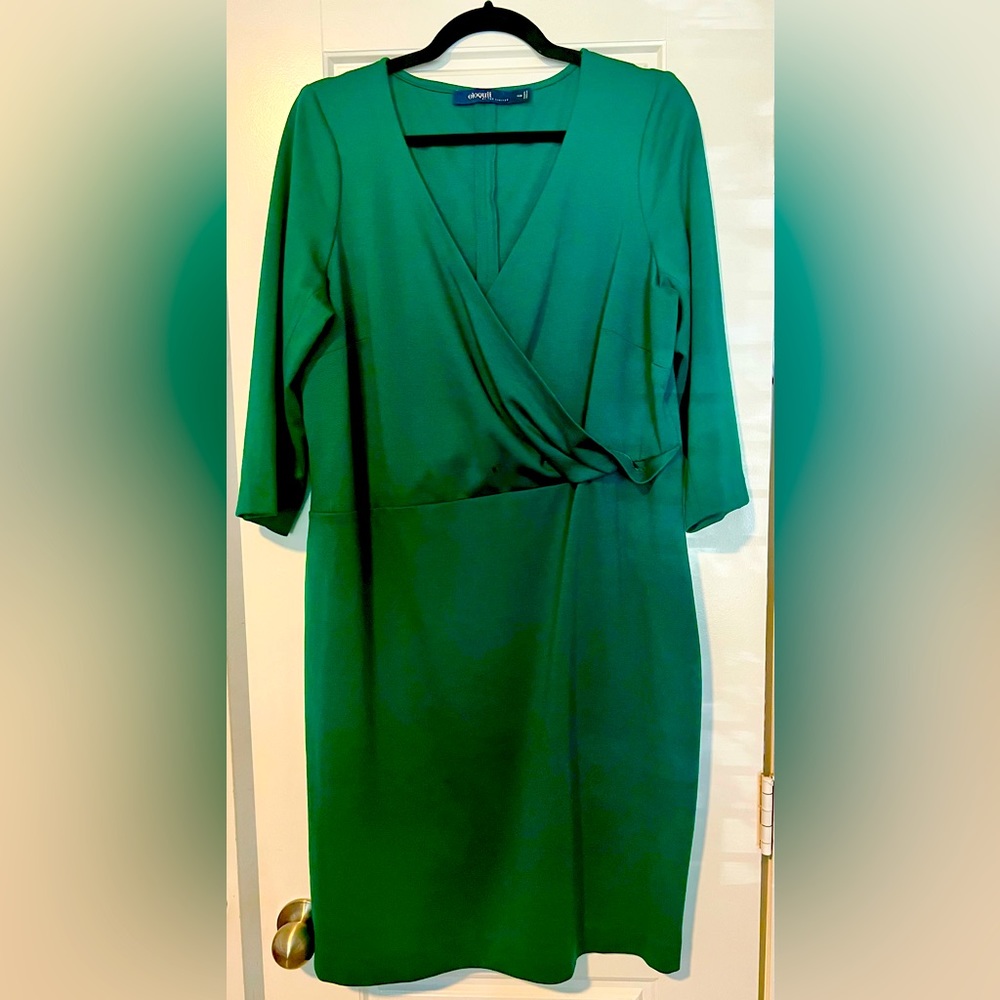Eloquii Faux Wrap Dress Kelly Green Size 14/16